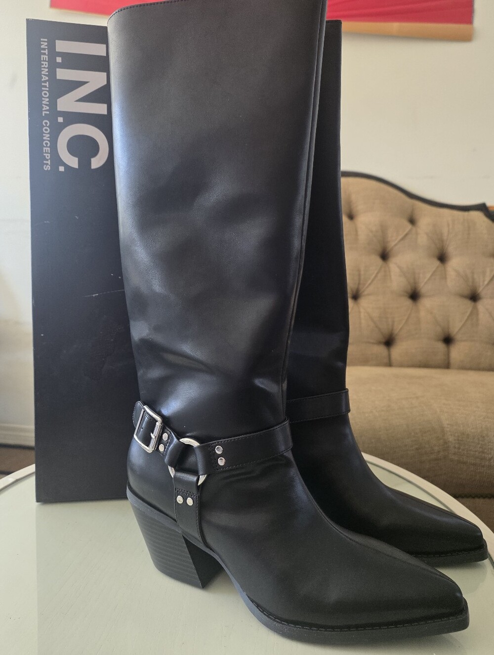 $148 I.N.C. International Concepts Women's Jamea Western Boots Black US 10W